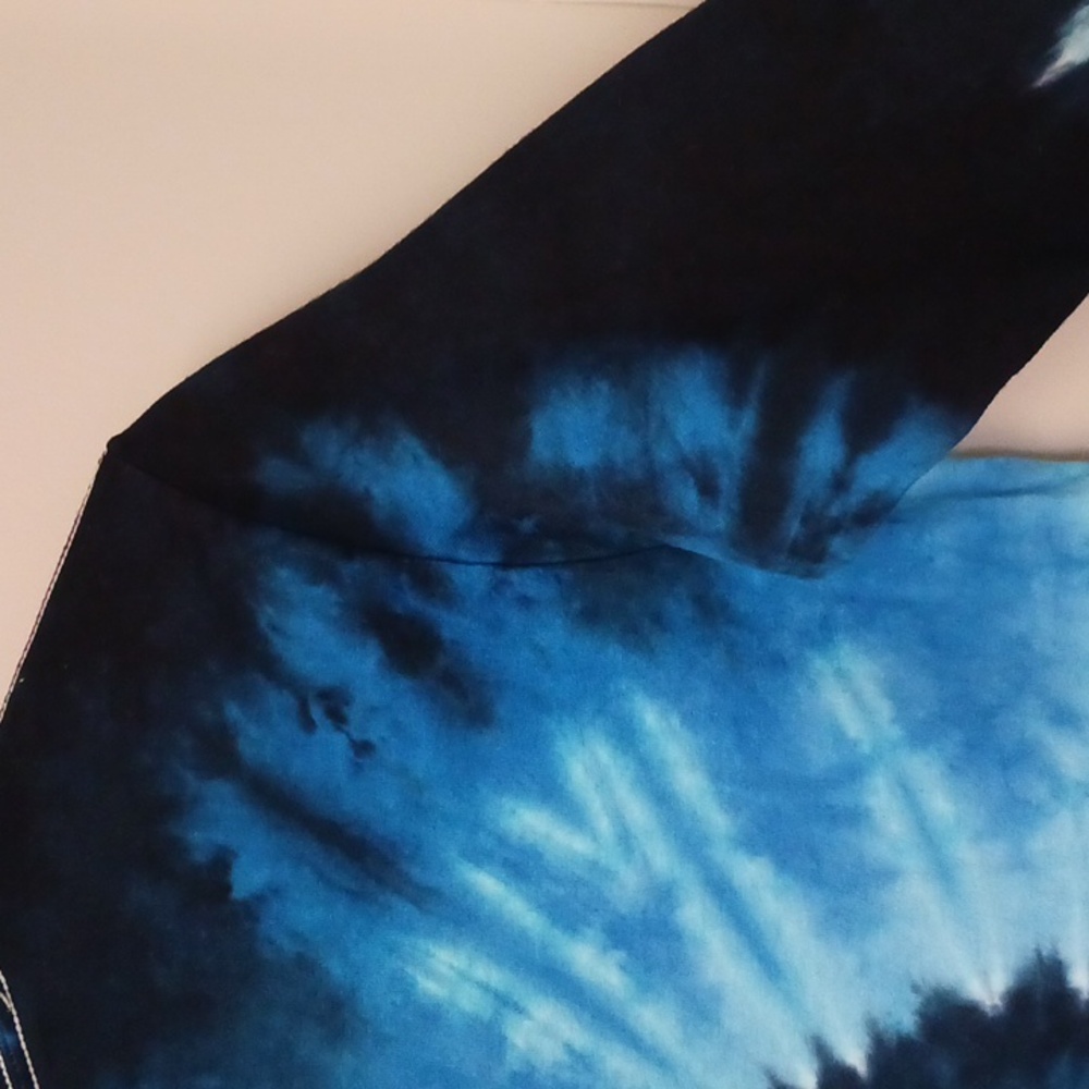 Gildan Tie Dye Long Sleeve T-Shirt Blue Size S - Picture 6 of 14